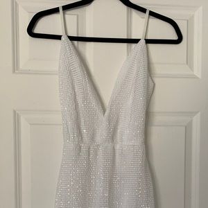 Fashion Nova White Sequin Long Dress